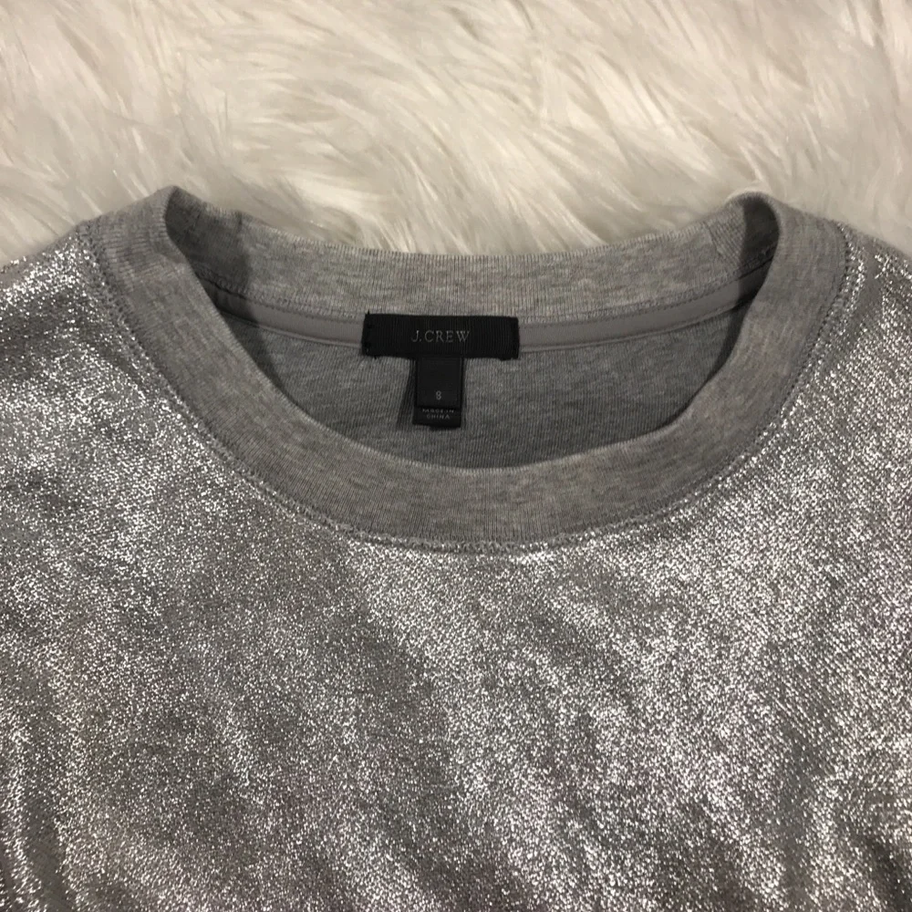 • J. Crew • Metallic Scoop Neck Gray Sweatshirt S